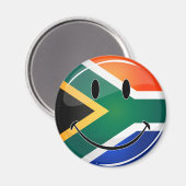 Glossy Round Happy South African Flag Magnet (Vorderseite/Rückseite)