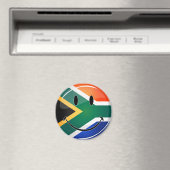 Glossy Round Happy South African Flag Magnet (In Situ (Geschirrspüler))
