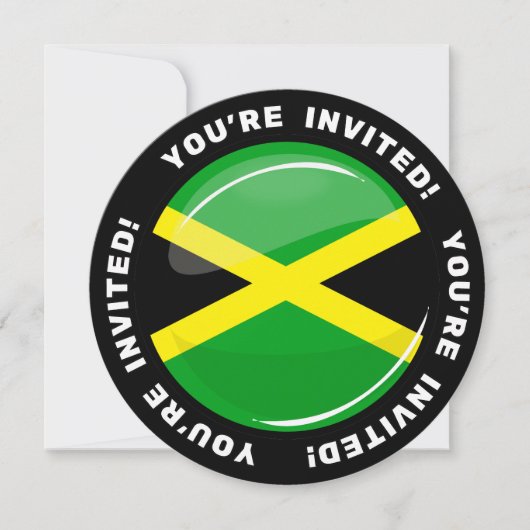 Glossy Round Jamaikanische Flagge Einladung (Vorderseite)