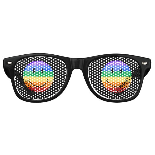 Glossy Round Lächelnd Gay Lgbt Pride Flag Sonnenbrille (Vorderseite)