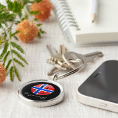 Glossy Round Lächelnde norwegische Flagge Schlüsselanhänger (Seite)