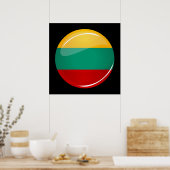 Glossy Round litauische Flagge Poster (Küche)