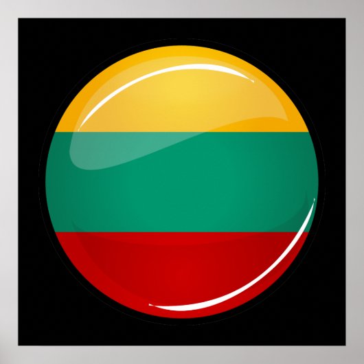 Glossy Round litauische Flagge Poster (Vorne)