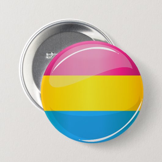Glossy Round Pansexual Prix Flag Button (Vorne & Hinten)