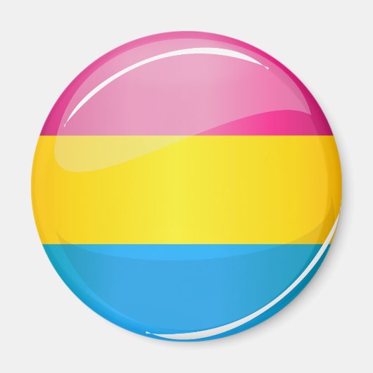 Glossy Round Pansexual Prix Flag Magnet (Vorne)