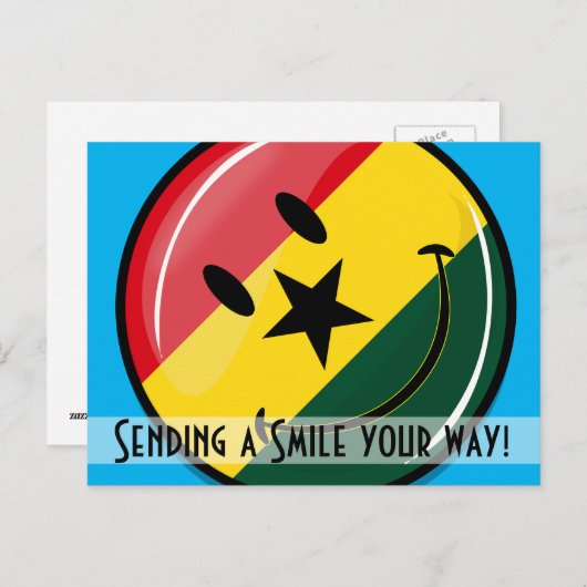 Glossy Round Smilly Ghanian Flag Postkarte (Vorne/Hinten)