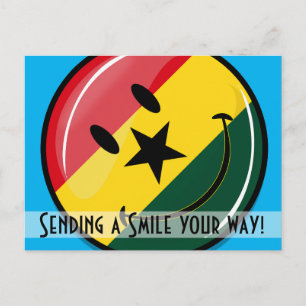 Glossy Round Smilly Ghanian Flag Postkarte