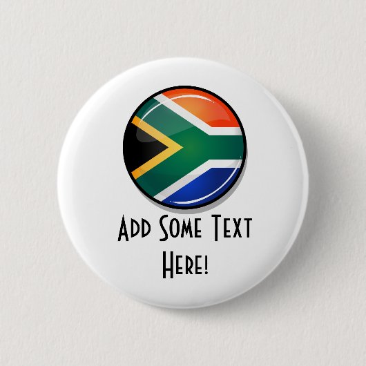 Glossy Round South African Flag Button (Vorderseite)