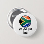 Glossy Round South African Flag Button (Vorne & Hinten)