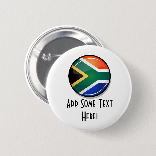 Glossy Round South African Flag Button (Vorne & Hinten)