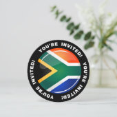 Glossy Round South African Flag Einladung (Stehend Vorderseite)