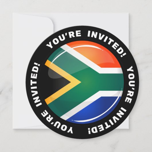Glossy Round South African Flag Einladung (Vorderseite)