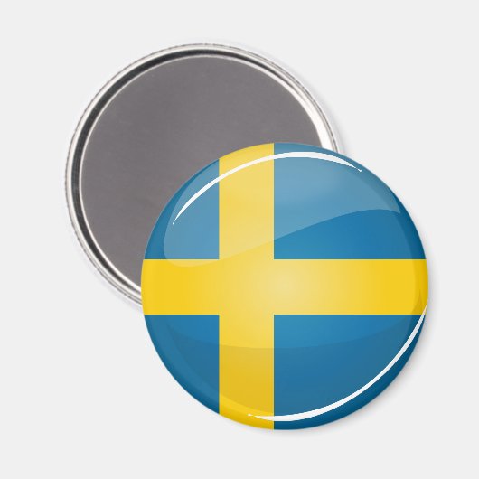 Glossy Round Swedish Flag Magnet (Vorderseite/Rückseite)