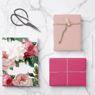 Glossy Shade der rosa Blume Geschenkpapier Set