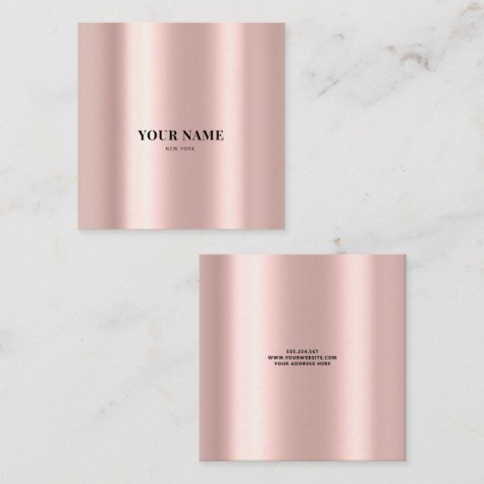 Glossy Sleek Elegante Rosa Imitate Frische Pasta m Quadratische Visitenkarte (Vorne/Hinten)