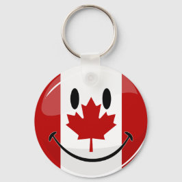 Glossy Smiling Canadian Flag Schlüsselanhänger