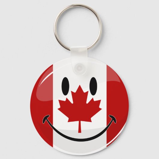Glossy Smiling Canadian Flag Schlüsselanhänger (Vorderseite)