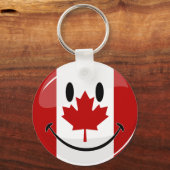 Glossy Smiling Canadian Flag Schlüsselanhänger (Vorderseite)
