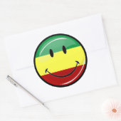 Glossy Smilly Rasta Colors Flag Runder Aufkleber (Umschlag)