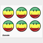 Glossy Smilly Rasta Colors Flag Runder Aufkleber (Blatt)