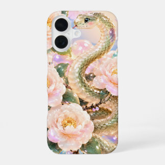 Glossy Snake & Floral iPhone 16 Hülle