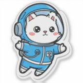 Glossy Transparent -Cute Astronaut Cat 4x4 Aufkleber (Vorderseite)