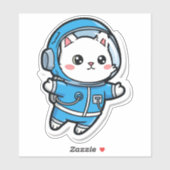 Glossy Transparent -Cute Astronaut Cat 6x6 Aufkleber (Blatt)