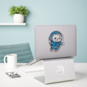 Glossy Transparent -Cute Astronaut Cat 6x6 Aufkleber (Laptop auf Schreibtisch)