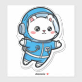 Glossy Transparent -Cute Astronaut Cat 8x8 Aufkleber (Blatt)