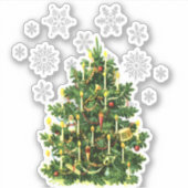 Glossy Vintage Christmas Tree Cutout Aufkleber (Vorderseite)