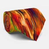 Glossy von orange bis rot, ein wenig grün krawatte (Gerollt)