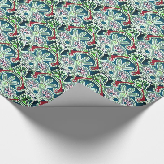 Glossy Weihnachtsgeschenke grün Geschenkpapier (Ecke)