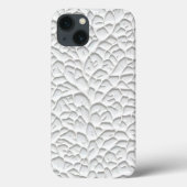 Glossy White iPhone Case with Textured Branch (Rückseite)