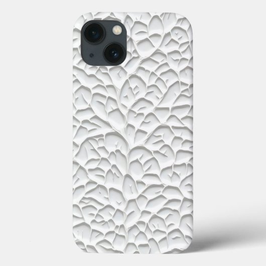 Glossy White iPhone Case with Textured Branch (Rückseite)