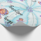 Glossy Wrapping Paper, Angel Blue Feathers Hearts Geschenkpapier (Ecke)