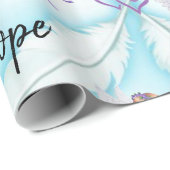 Glossy Wrapping Paper, Angel Blue Feathers Hearts Geschenkpapier (Rolleneckpunkt)