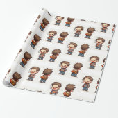 Glossy Wrapping Paper April Fool's Day Fishing Boy Geschenkpapier (Ungerollt)