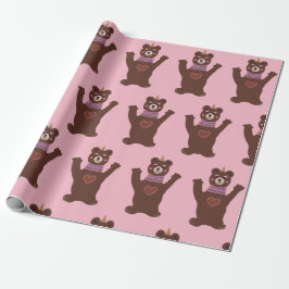 Glossy Wrapping Paper Bär , Baby Girl Geschenkpapier