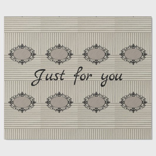 Glossy Wrapping Paper Beige Streifen schwarz Geschenkpapier (Flach)