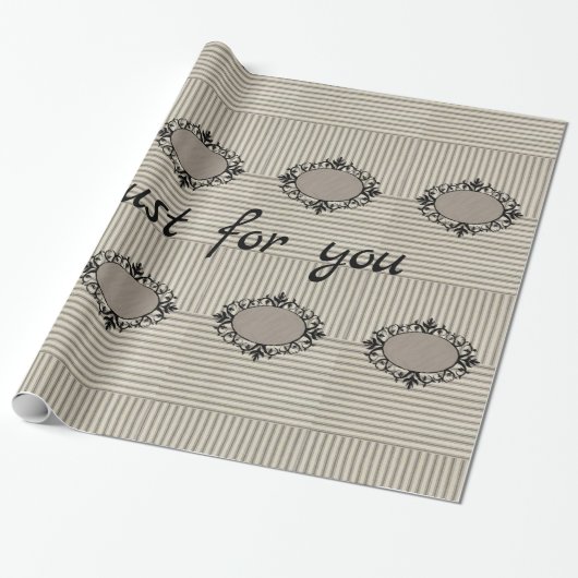 Glossy Wrapping Paper Beige Streifen schwarz Geschenkpapier (Ungerollt)