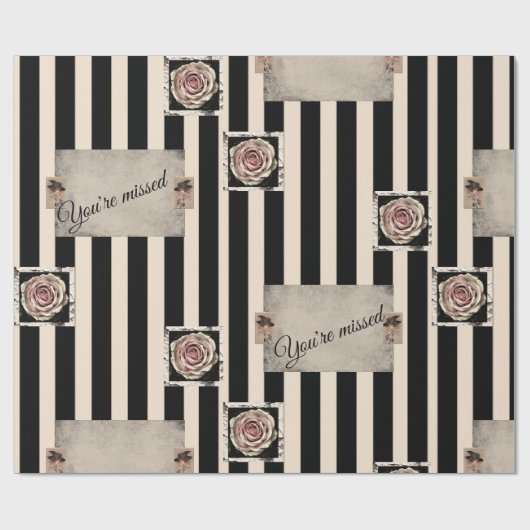 Glossy Wrapping Paper Beige Streifen Sie fehlen Geschenkpapier (Flach)