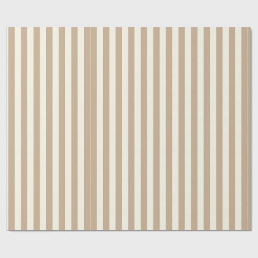 Glossy Wrapping Paper Beige & Taupe Strip Geschenkpapier (Flach)