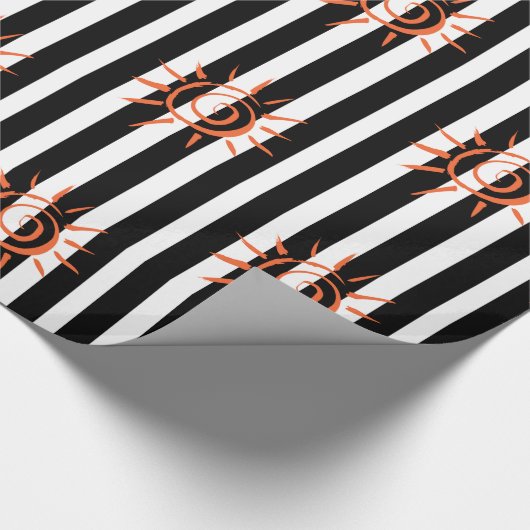 Glossy Wrapping Paper, Black and White Strip Star Geschenkpapier (Ecke)