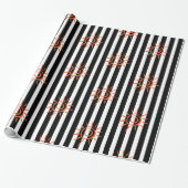 Glossy Wrapping Paper, Black and White Strip Star Geschenkpapier (Ungerollt)
