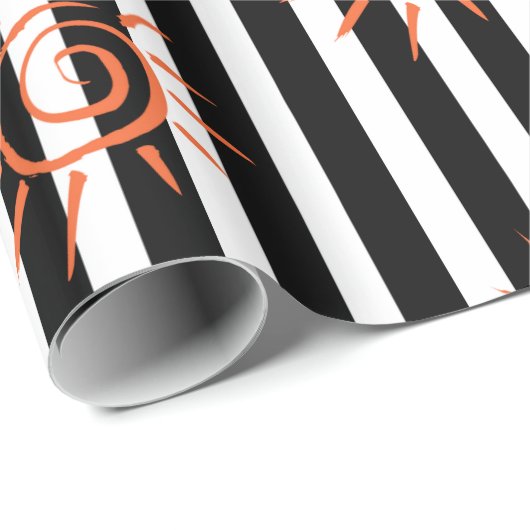 Glossy Wrapping Paper, Black and White Strip Star Geschenkpapier (Rolleneckpunkt)