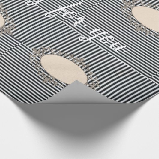 Glossy Wrapping Paper Black Strip Ente Geschenkpapier (Ecke)