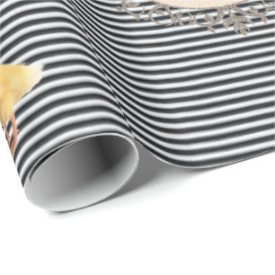 Glossy Wrapping Paper Black Strip Ente Geschenkpapier