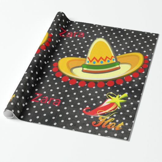 Glossy Wrapping Paper, BlackWhite Punkt Pepper Geschenkpapier (Ungerollt)