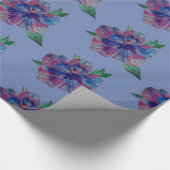 Glossy Wrapping Paper, Blaue Lila Blume Zeichnend Geschenkpapier (Ecke)