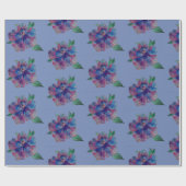 Glossy Wrapping Paper, Blaue Lila Blume Zeichnend Geschenkpapier (Flach)